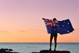 Woman holding Australia flag