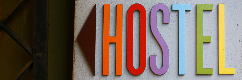 colourful hostel sign