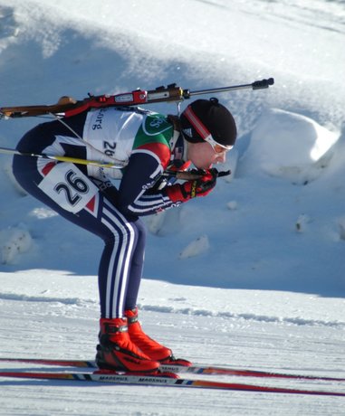 Biathlon athlete in action