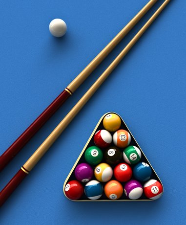 Billiards player aiming a shot