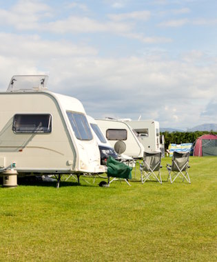 Caravan parked in scenic location