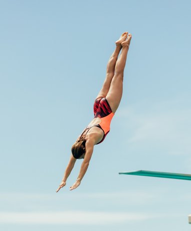 High diver executing a dive