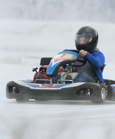 Ice Go Cart racer in action on a frozen track