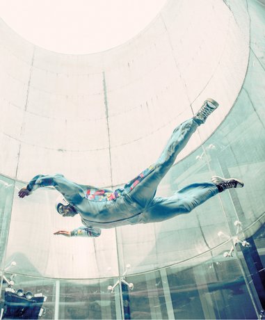 Indoor skydiving in action