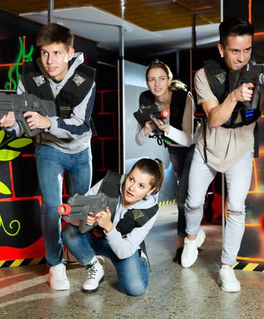 Laser tag player in action