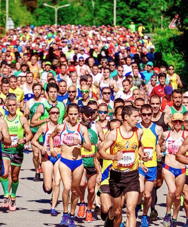 Marathon runner in action