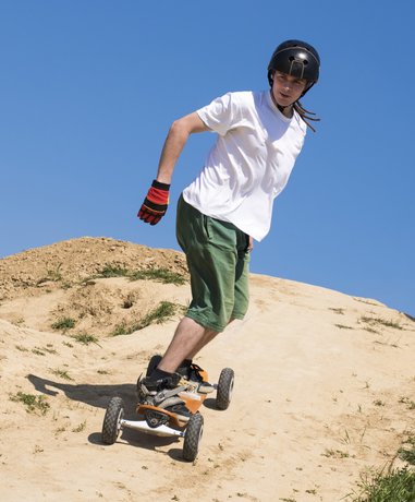 Dirt boarder in action on a rugged trail