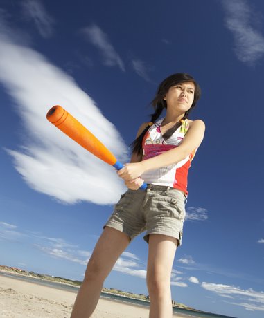 Rounders player batting