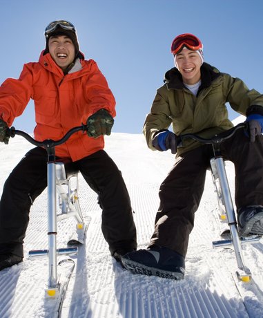 Ski bobber in action on a snowy slope