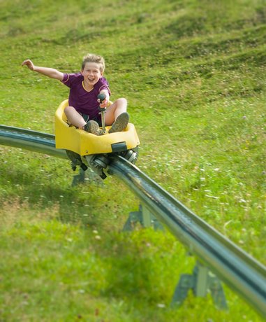 Summer tobogganing action shot