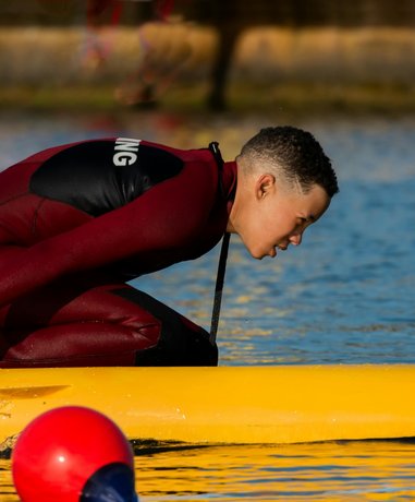 Surf life saving competitor in action