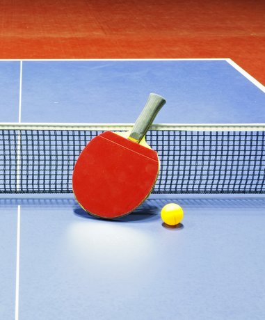 Table tennis player in action