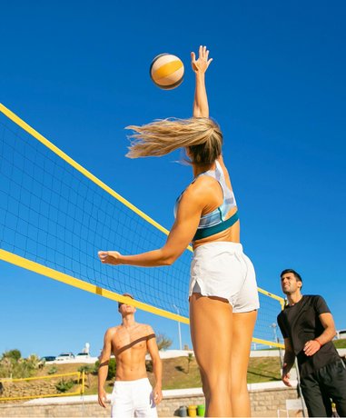 Volleyball player in action on the beach