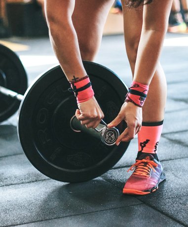 Weight lifter in action