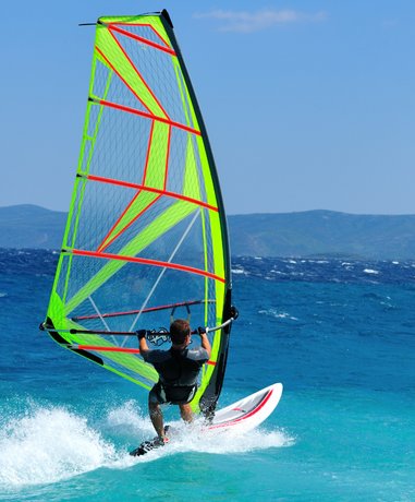 Windsurfer in action on a sunny day