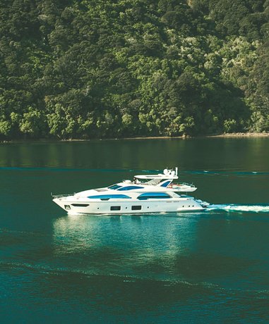 Yacht sailing near the coast